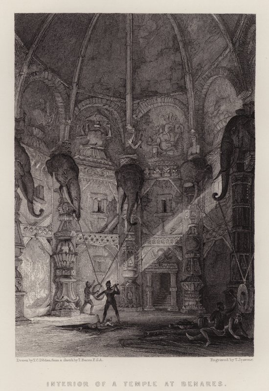 Interno di un Tempio a Benares (litografia a colori) da Thomas Colman (after) Dibdin