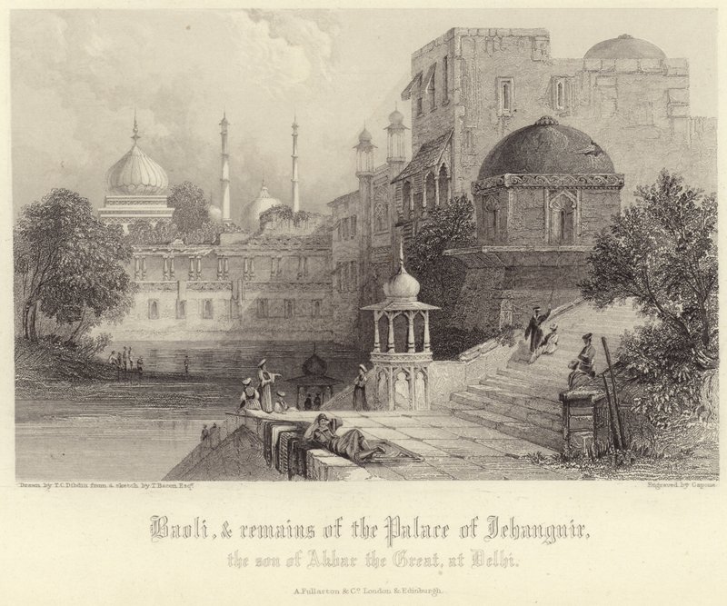 Baoli e resti del Palazzo di Jehanguir da Thomas Colman Dibdin