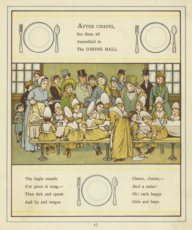 Un gruppo di bambini seduti intorno a un tavolo da pranzo da Thomas Crane