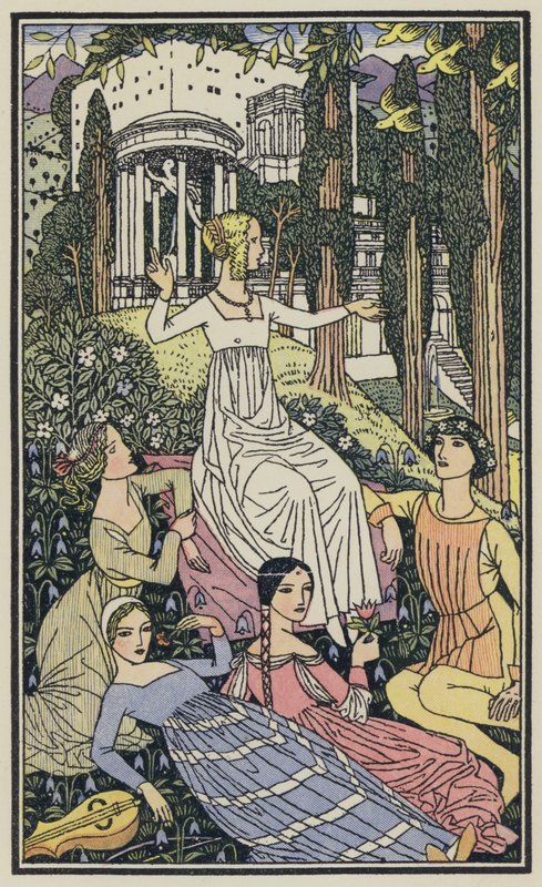 Illustrazione per Il Decamerone di Boccaccio (litografia a colori) da Thomas Derrick