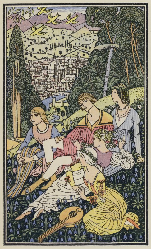 Illustrazione per Il Decamerone di Boccaccio (litografia a colori) da Thomas Derrick
