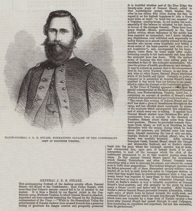Maggior generale J E B Stuart, comandante della cavalleria dell