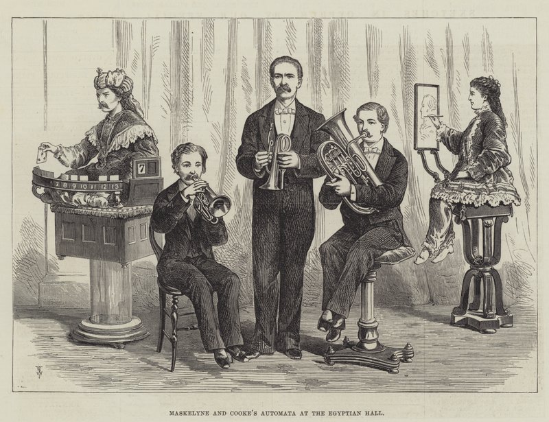 Automata di Maskelyne e Cooke alla Egyptian Hall da Thomas Harrington Wilson