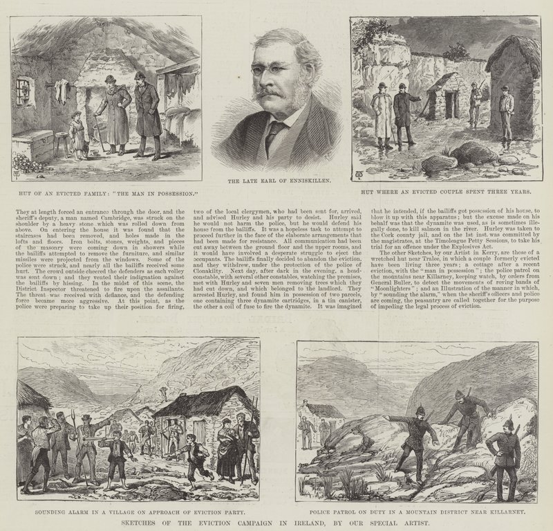 Schizzi della campagna di sfratti in Irlanda da Thomas Harrington Wilson
