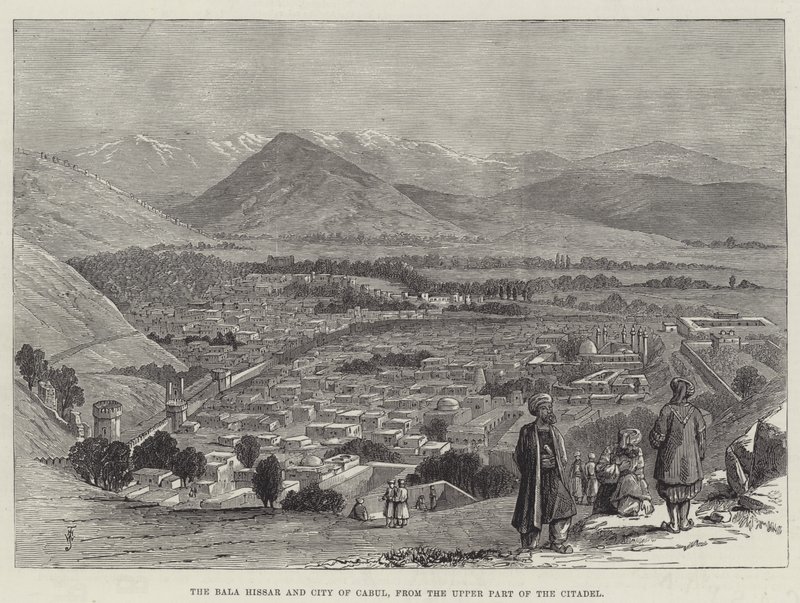Il Bala Hissar e la città di Kabul, dalla parte superiore della cittadella da Thomas Harrington Wilson