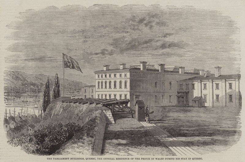Gli edifici del Parlamento, Quebec, la residenza ufficiale del Principe di Galles durante il suo soggiorno a Quebec da Thomas Harrington Wilson
