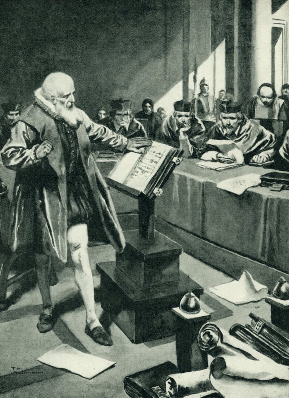 Galileo appare davanti ai cardinali (litografia) da Thomas Heath Robinson