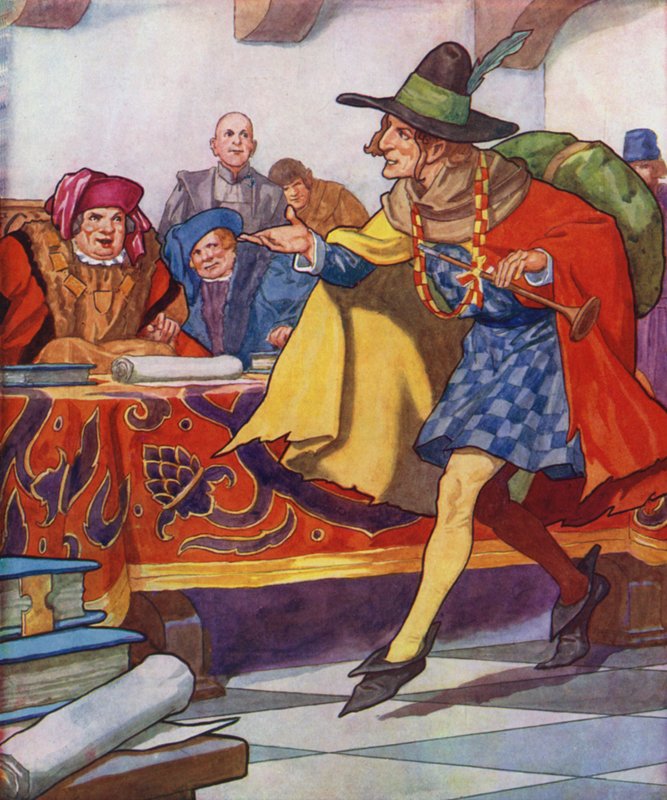 Illustrazione per Il pifferaio di Hamelin (litografia a colori) da Thomas Heath Robinson