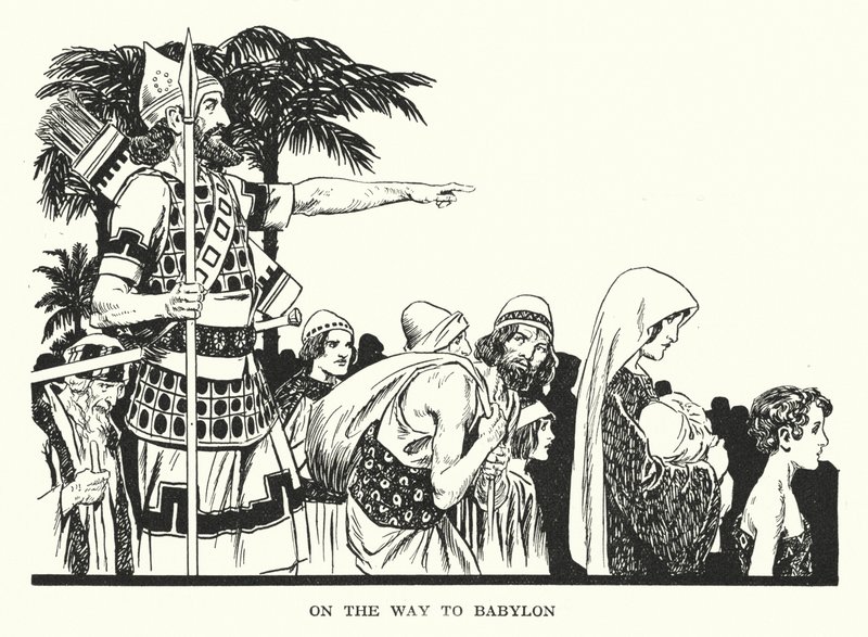 Sulla via di Babilonia (litografia) da Thomas Heath Robinson