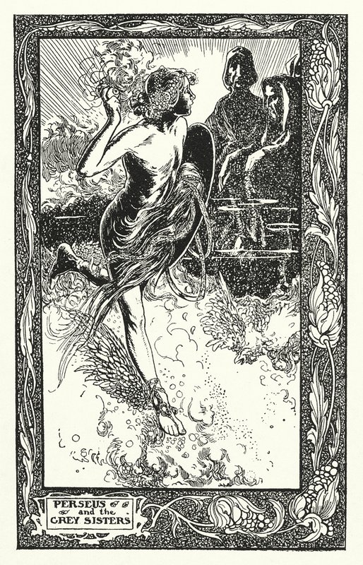 Perseo e le Sorelle Grigie (litografia) da Thomas Heath Robinson