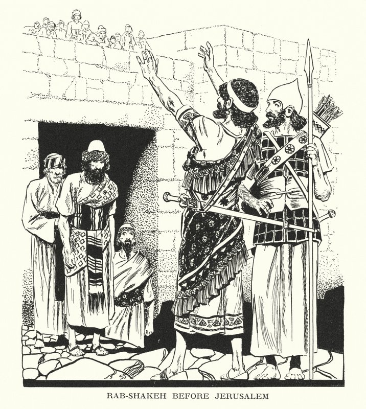 Rab-Shakeh davanti a Gerusalemme (litografia) da Thomas Heath Robinson