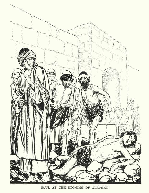 Saulo alla lapidazione di Stefano (litografia) da Thomas Heath Robinson
