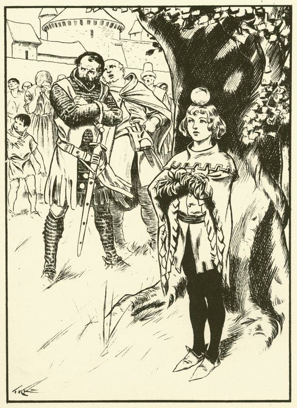 Il figlio di Tell e la mela (incisione) da Thomas Heath Robinson