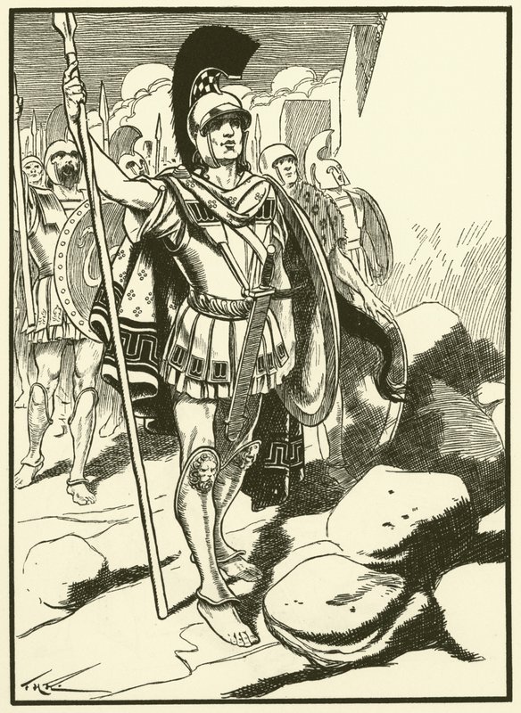I Greci davanti a Troia (incisione) da Thomas Heath Robinson