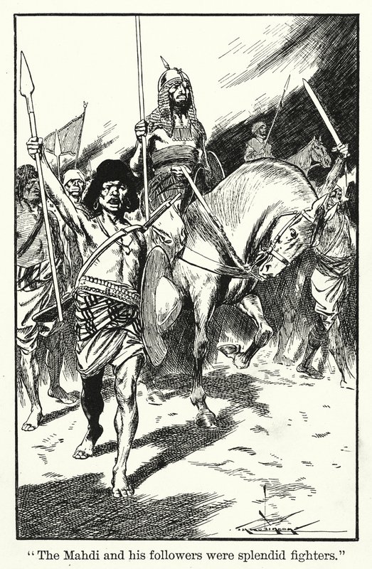 "Il Mahdi e i suoi seguaci erano splendidi combattenti" (litografia) da Thomas Heath Robinson