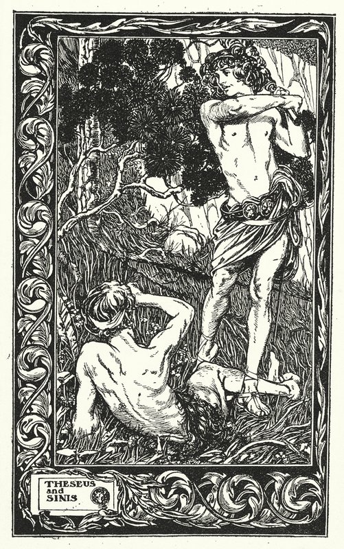 Teseo e Sinis (litografia) da Thomas Heath Robinson