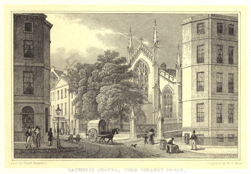 Cappella cattolica, da Picardy Place da Thomas Hosmer (after) Shepherd