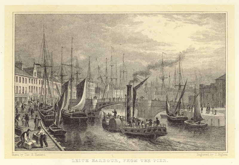 Porto di Leith, dal molo da Thomas Hosmer (after) Shepherd