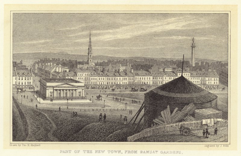 Parte della Città Nuova, dai Giardini di Ramsay da Thomas Hosmer (after) Shepherd