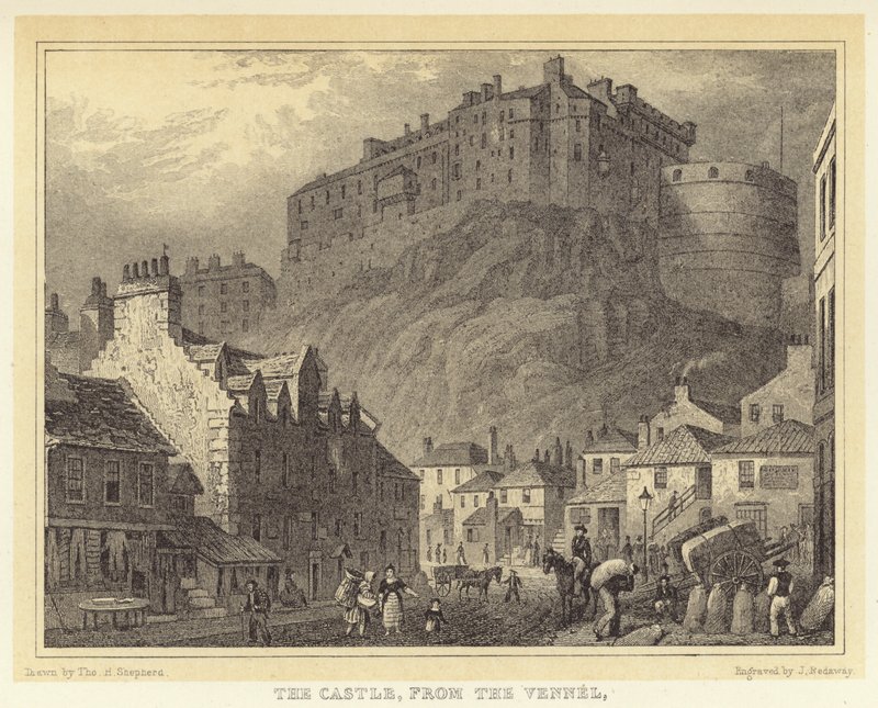 Il castello, dalla Vennel (incisione) da Thomas Hosmer (after) Shepherd