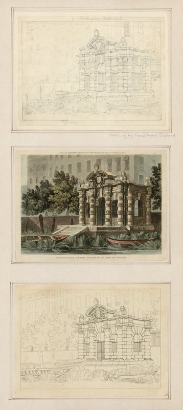 Buckingham Stairs Water Gate, dal fiume da Thomas Hosmer Shepherd