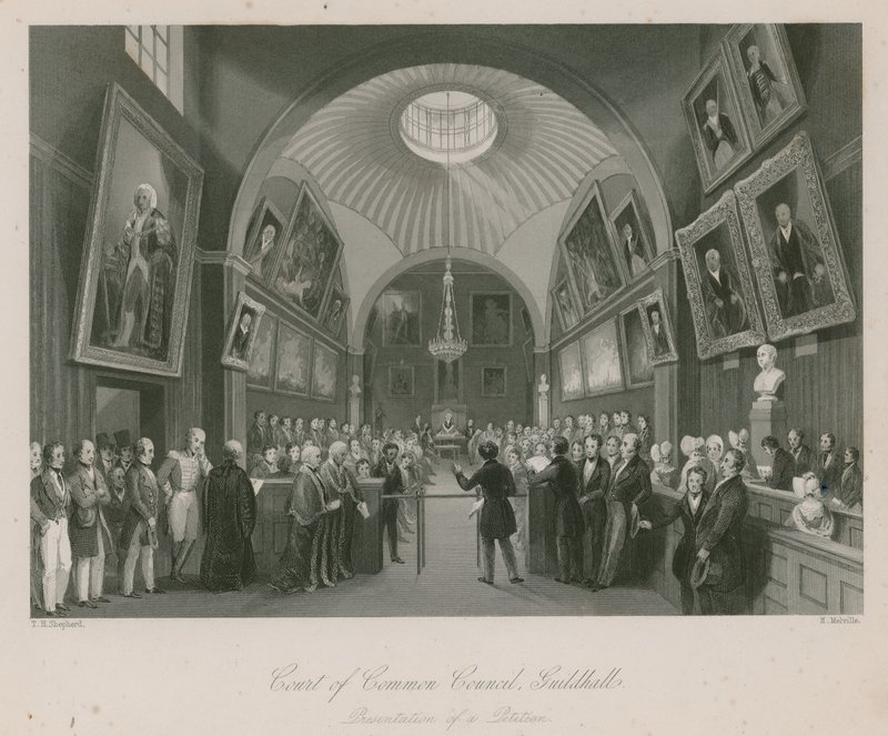 Corte del Consiglio Comune, Guildhall, Londra; Presentazione di una petizione da Thomas Hosmer Shepherd
