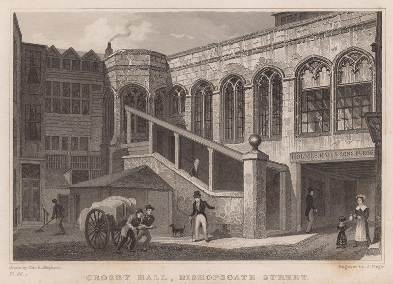 Crosby Hall, Bishopsgate Street, Londra da Thomas Hosmer Shepherd