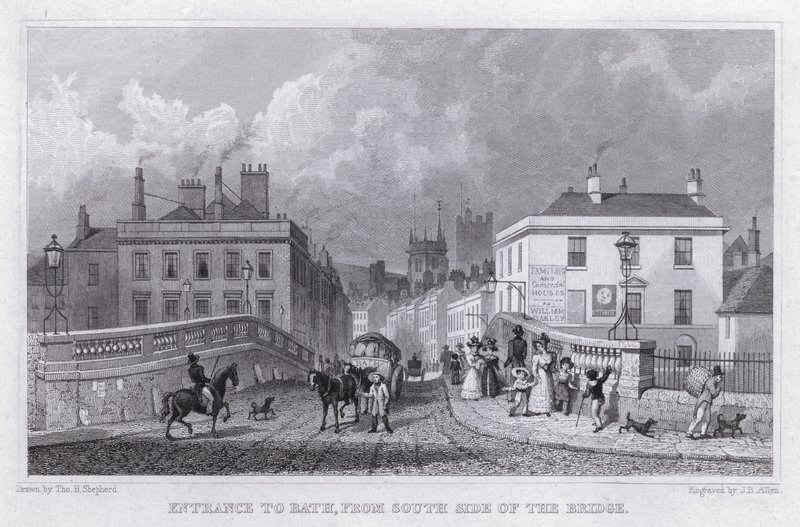 Ingresso a Bath, dal lato sud del ponte da Thomas Hosmer Shepherd