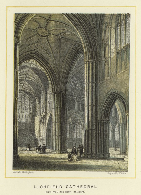 Cattedrale di Lichfield, vista dal transetto nord da Thomas Hosmer Shepherd