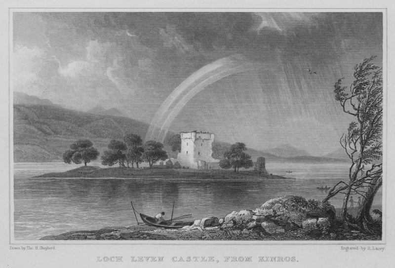 Castello di Loch Leven, da Kinros da Thomas Hosmer Shepherd