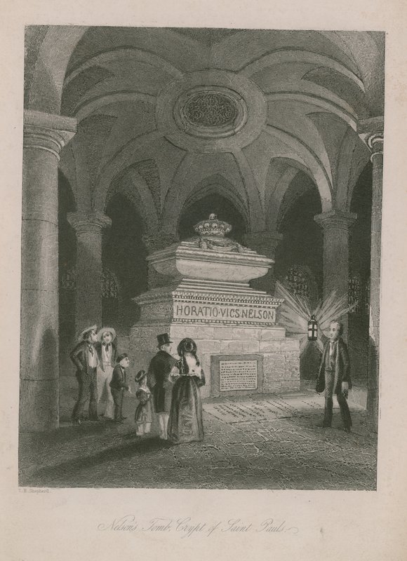 La tomba di Nelson nella cripta della Cattedrale di St. Paul da Thomas Hosmer Shepherd