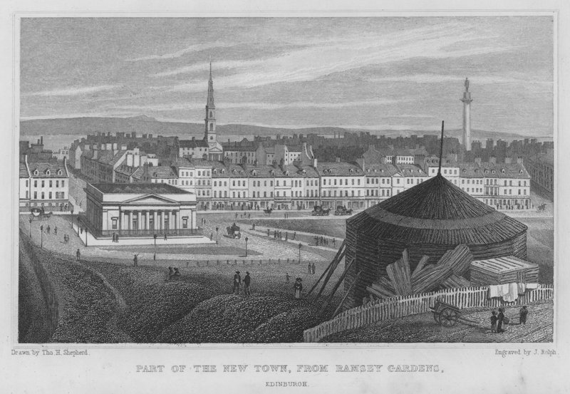 Parte della città nuova, dai giardini di Ramsey, Edimburgo (incisione) da Thomas Hosmer Shepherd