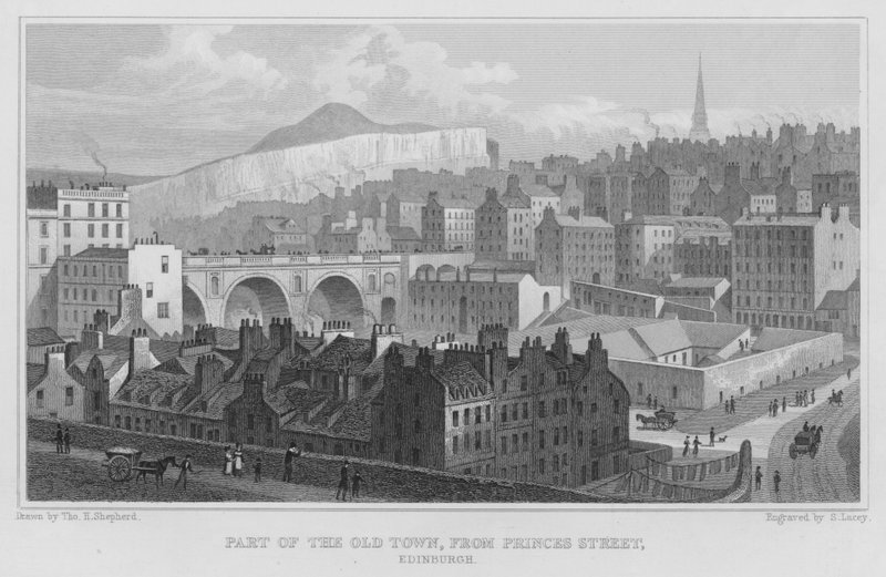 Parte della città vecchia, da Princes Street, Edimburgo (incisione) da Thomas Hosmer Shepherd