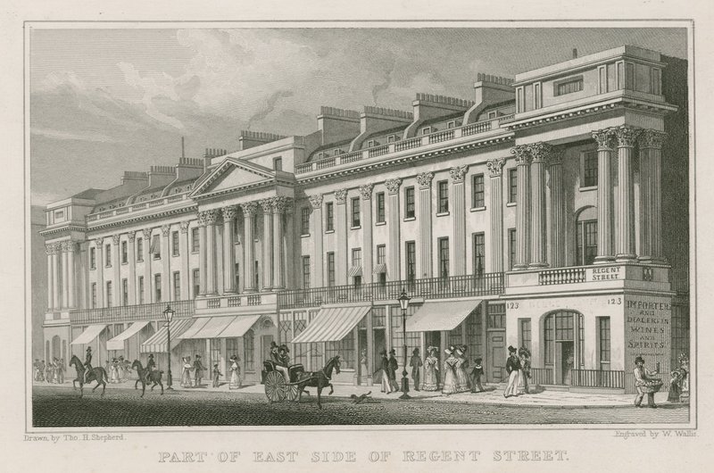 Parte del lato est di Regent Street, Londra da Thomas Hosmer Shepherd