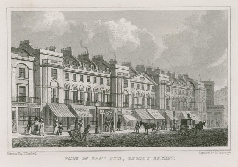 Parte del lato est di Regent Street, Londra da Thomas Hosmer Shepherd