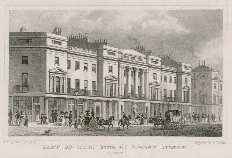 Parte del lato ovest di Regent Street, Londra da Thomas Hosmer Shepherd