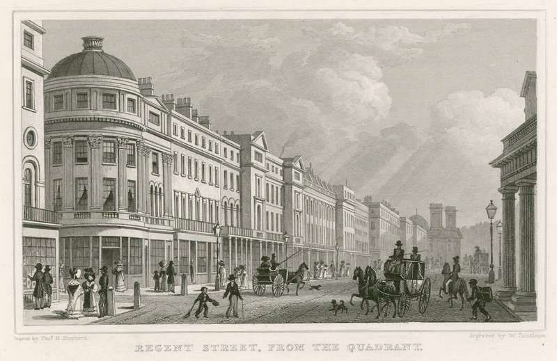 Regent Street, Londra, dal Quadrante da Thomas Hosmer Shepherd