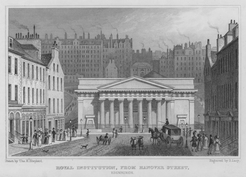Royal Institution, da Hanover Street, Edimburgo (incisione) da Thomas Hosmer Shepherd