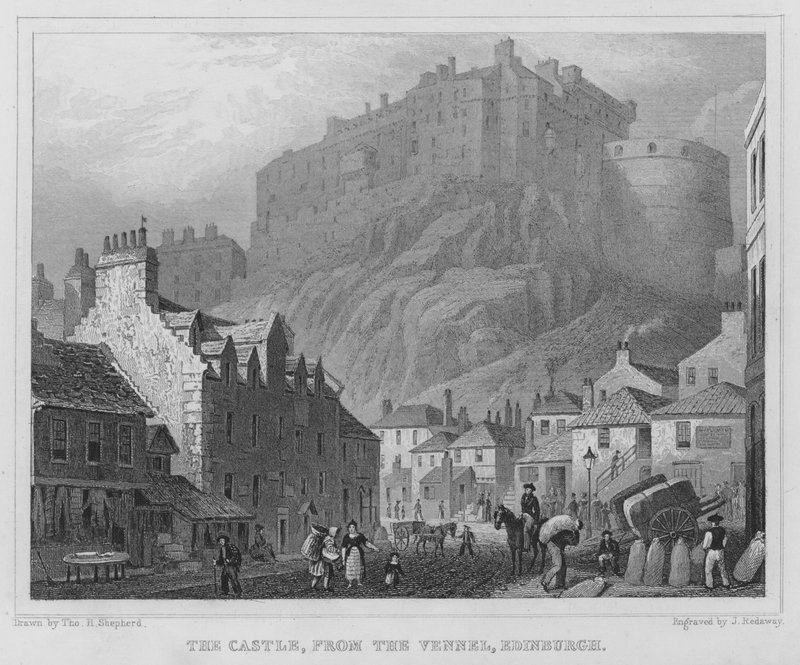 Il castello, dalla Vennel, Edimburgo da Thomas Hosmer Shepherd
