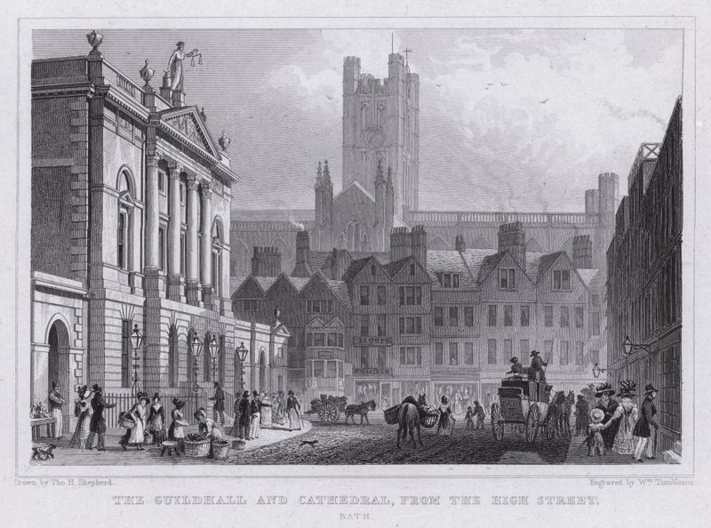 La Guildhall e la Cattedrale, dalla High Street, Bath da Thomas Hosmer Shepherd