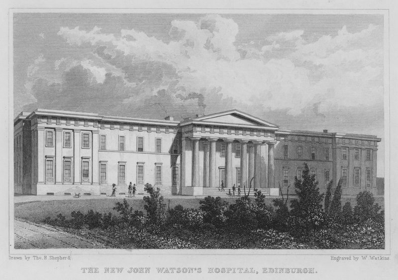Il nuovo ospedale di John Watson, Edimburgo (incisione) da Thomas Hosmer Shepherd