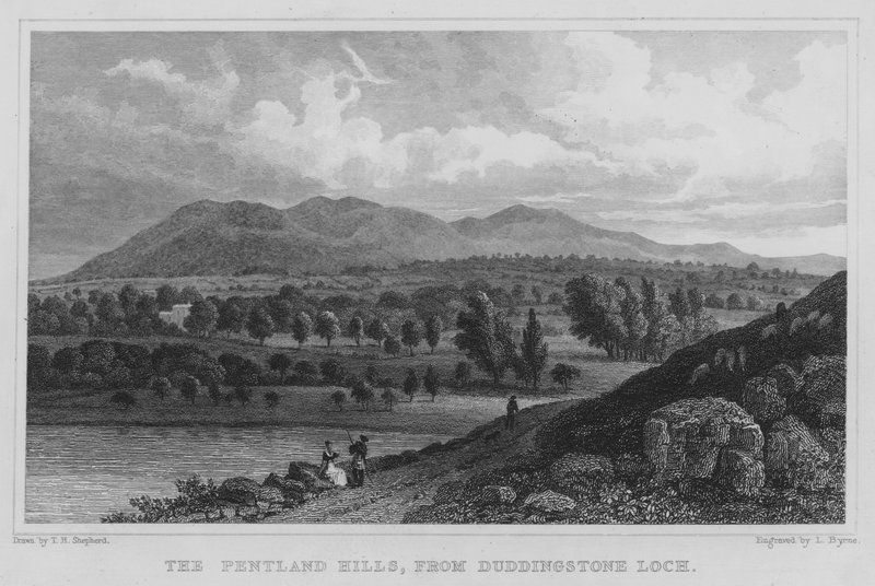 Le colline di Pentland, dal lago di Duddingstone da Thomas Hosmer Shepherd