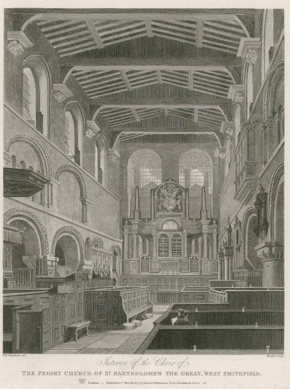 La chiesa priorale di San Bartolomeo il Grande, West Smithfield da Thomas Hosmer Shepherd