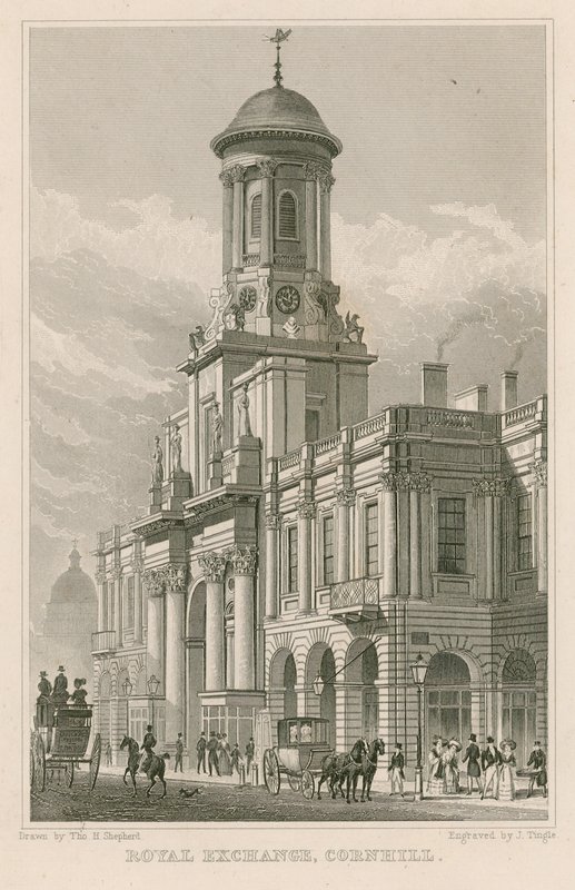 La Royal Exchange, Cornhill, Londra da Thomas Hosmer Shepherd