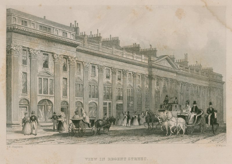 Vista di Regent Street, Londra, lato ovest da Thomas Hosmer Shepherd