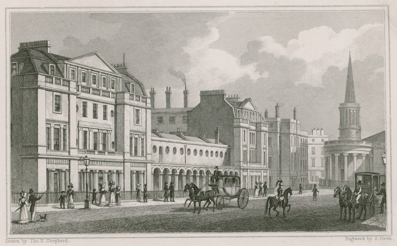 Lato ovest di Langham Place, Marylebone, Londra, inclusa la chiesa di All Souls da Thomas Hosmer Shepherd