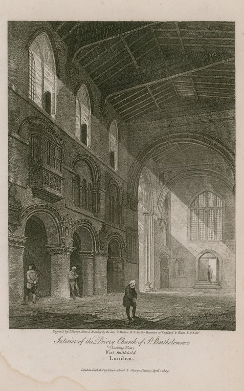 Interno della chiesa di San Bartolomeo il Grande da Thomas Malton