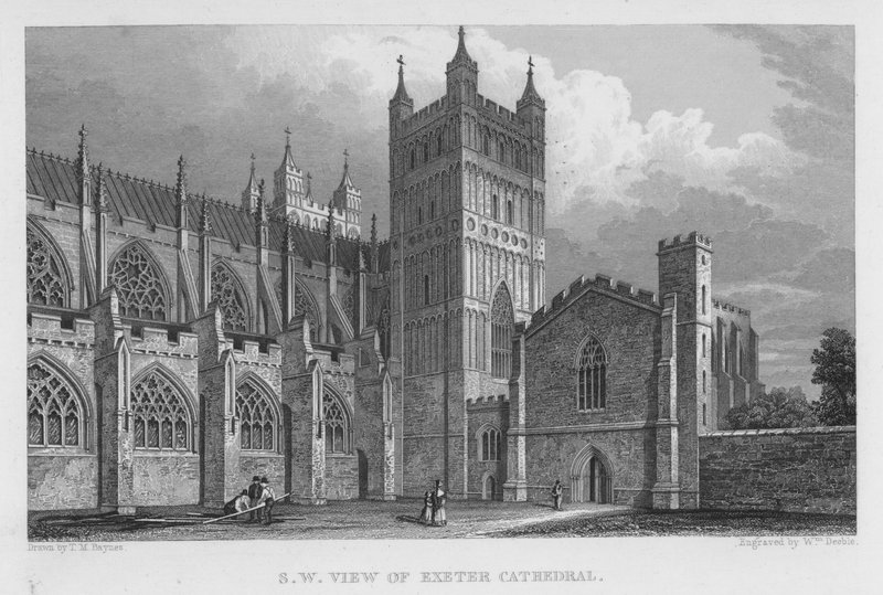 Vista sud-ovest della Cattedrale di Exeter da Thomas Mann (after) Baynes