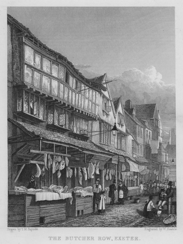 La Via dei Macellai, Exeter (incisione) da Thomas Mann (after) Baynes