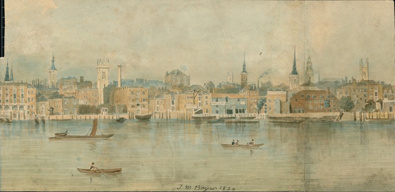 Panorama del fiume Tamigi, lato nord, in 13 parti da Thomas Mann Baynes